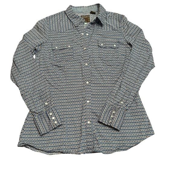 Roper Tops - Roper Western Diamond Print Long Sleeve Snap Up Shirt Size S